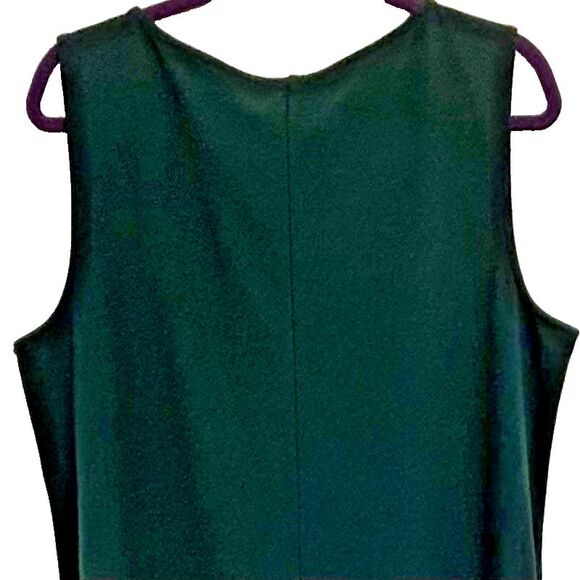 Lands’ End 1X (16W-18W) Green Sleeveless Dress, Round Pleated Neckline, NWOT - Picture 6 of 10